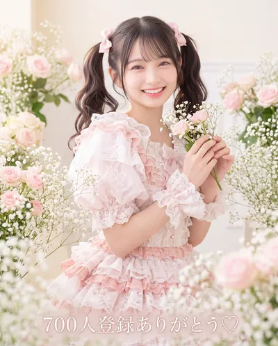 Rino among roses with a thank-you message for 700 followers
